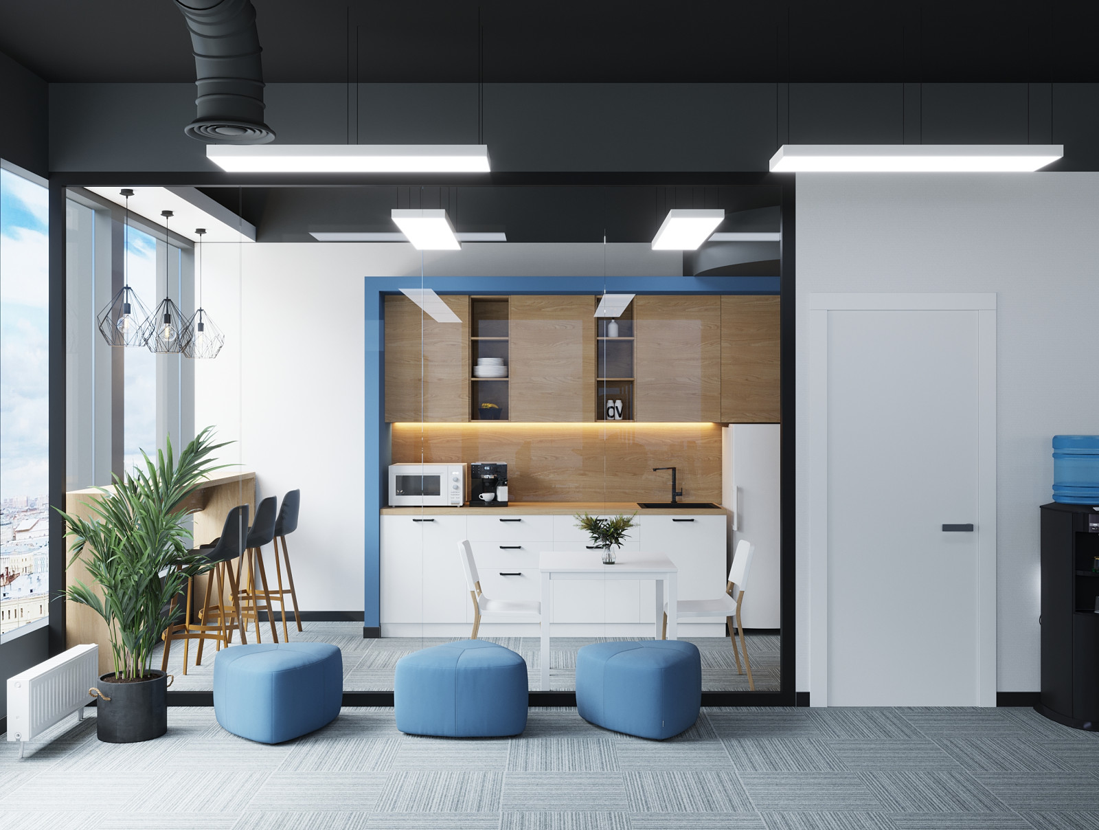 Интерьер офиса компании "ВЕЗА" в бизнес-центре Neboplaza в г. Екатеринбурге