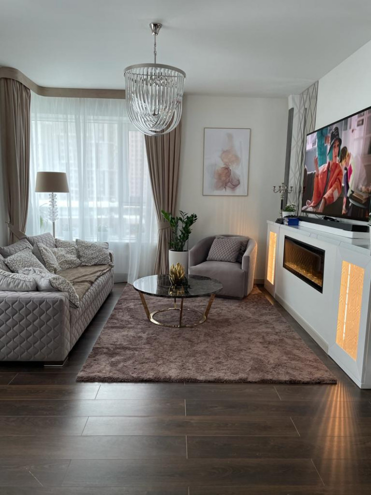 Фото готового интерьера кухни-гостиной ЖК Ботанический сад г. Москва