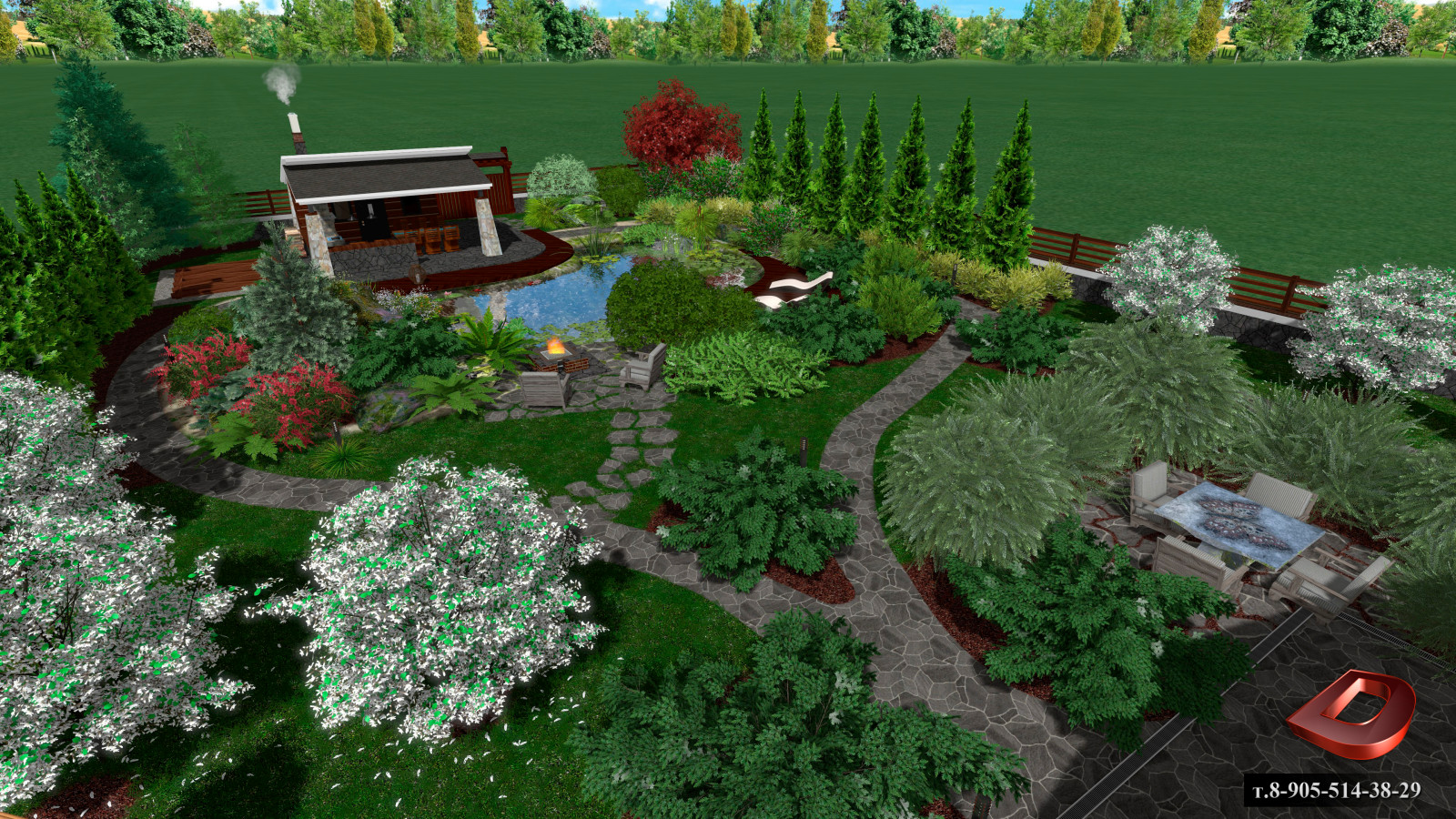 Проект ландшафтного дизайна участка 20 соток,