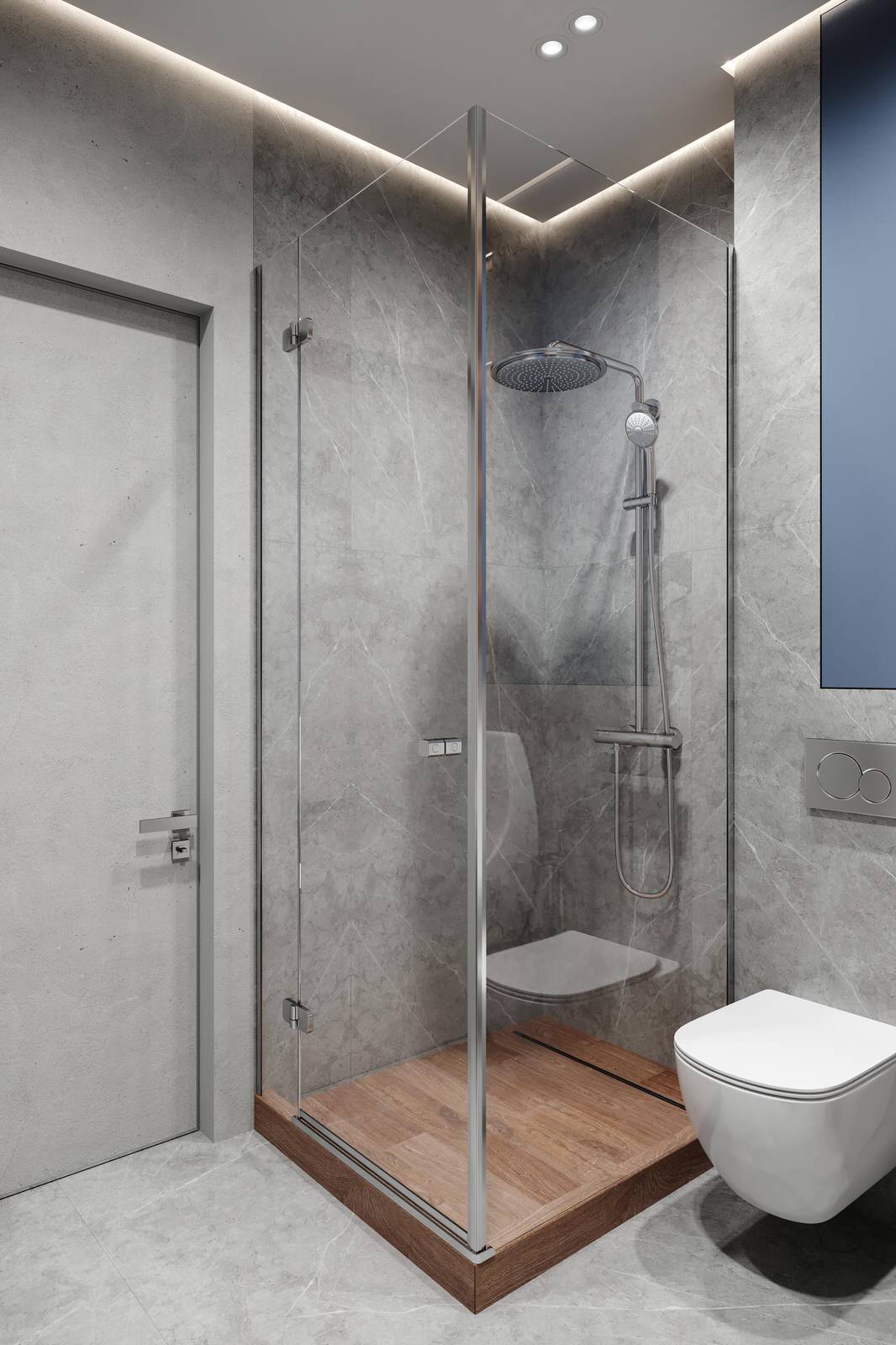 Современный стиль с синими акцентами в дизайне интерьера квартиры в ЖК "Цивилиза