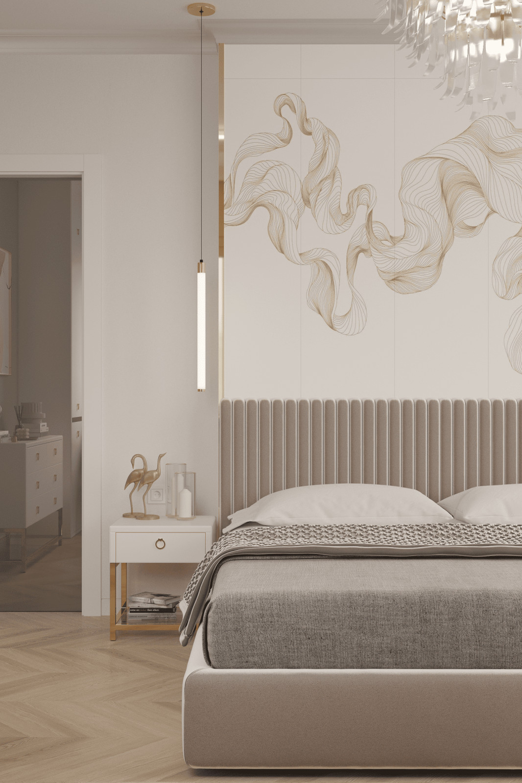 Просторная квартира в нежных оттенках со стильными элементами декора