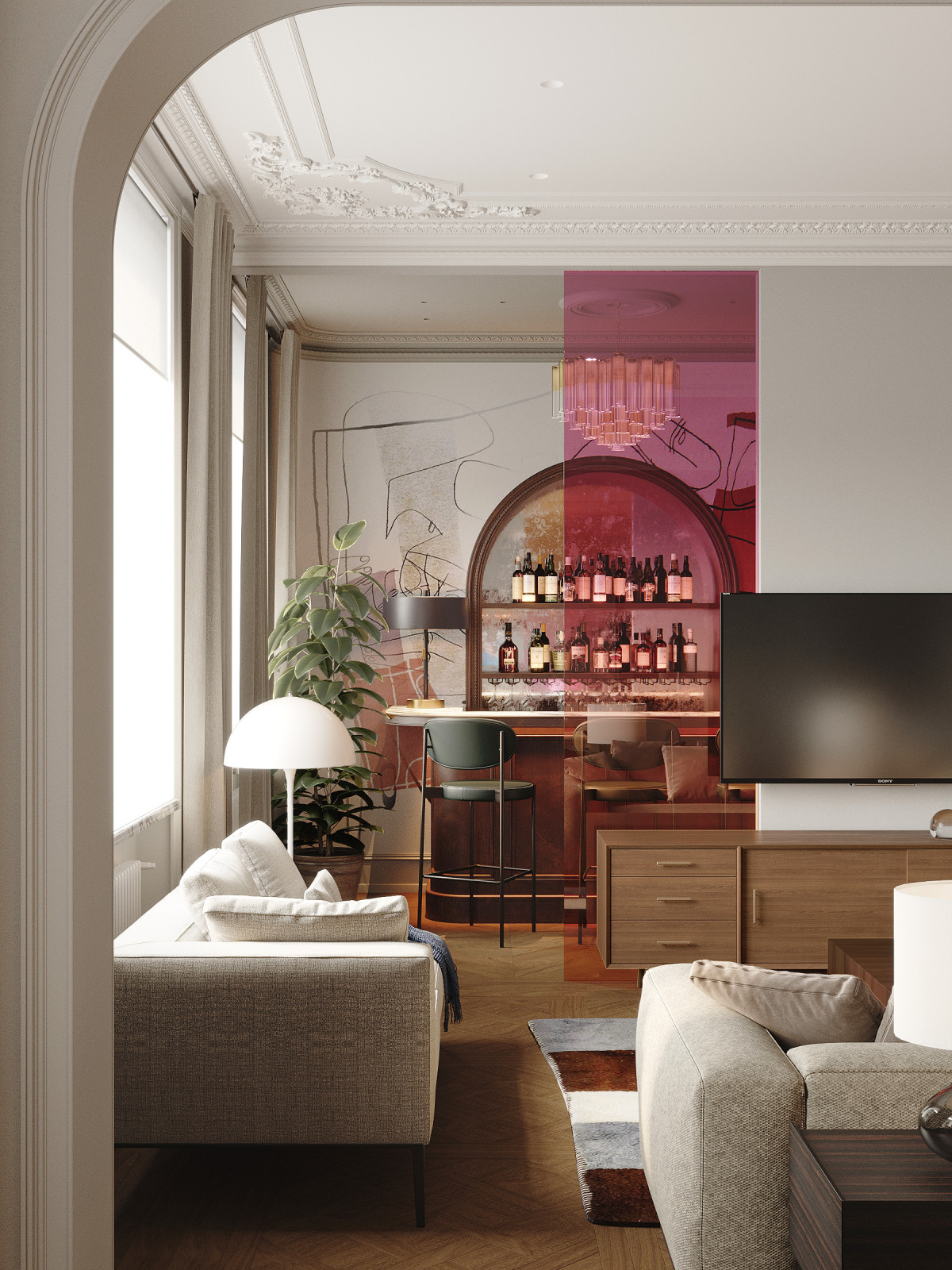 Яркая квартира с баром