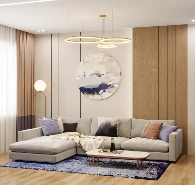 Яркий дизайн квартиры для пары в возрасте с элементами классики