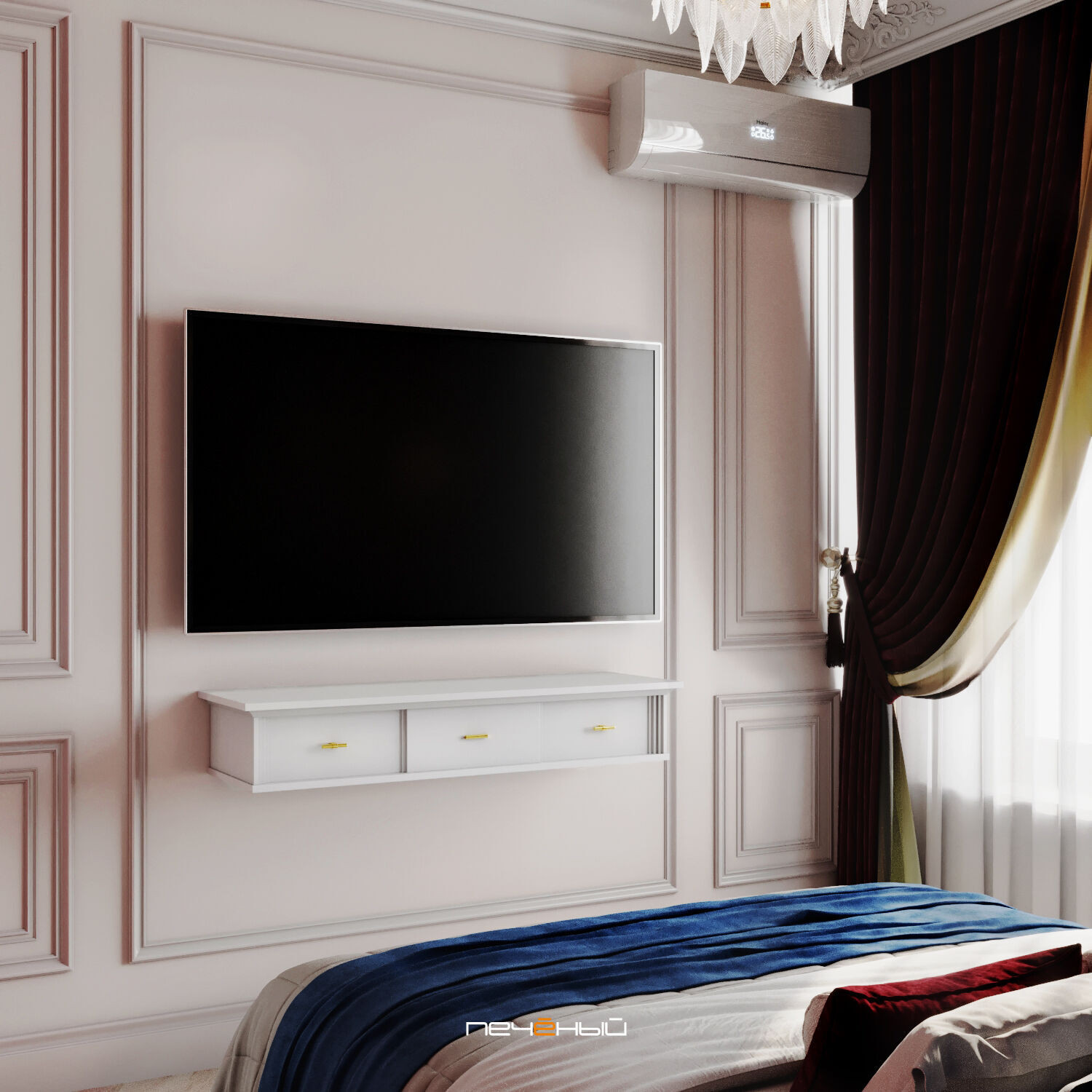 2025 Дизайн 3-комнатной квартиры 90 м² в классическом стиле, Москва, ЖК Остров