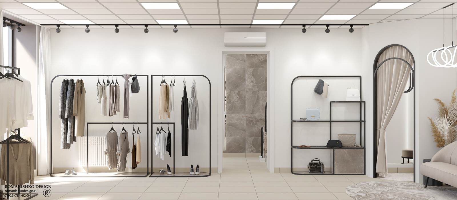 Дизайн выставочного зала шоурума женской одежды