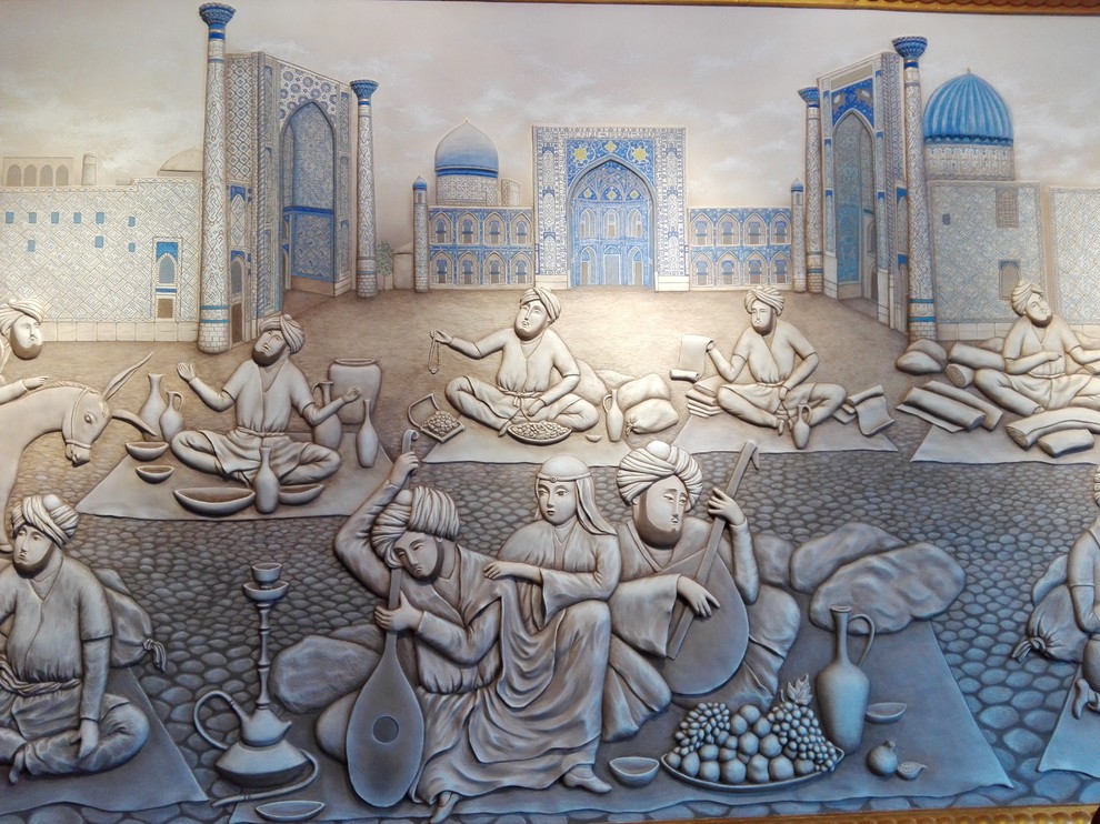 Обложка проекта: барельеф по мотивам узбекских  миниатюр