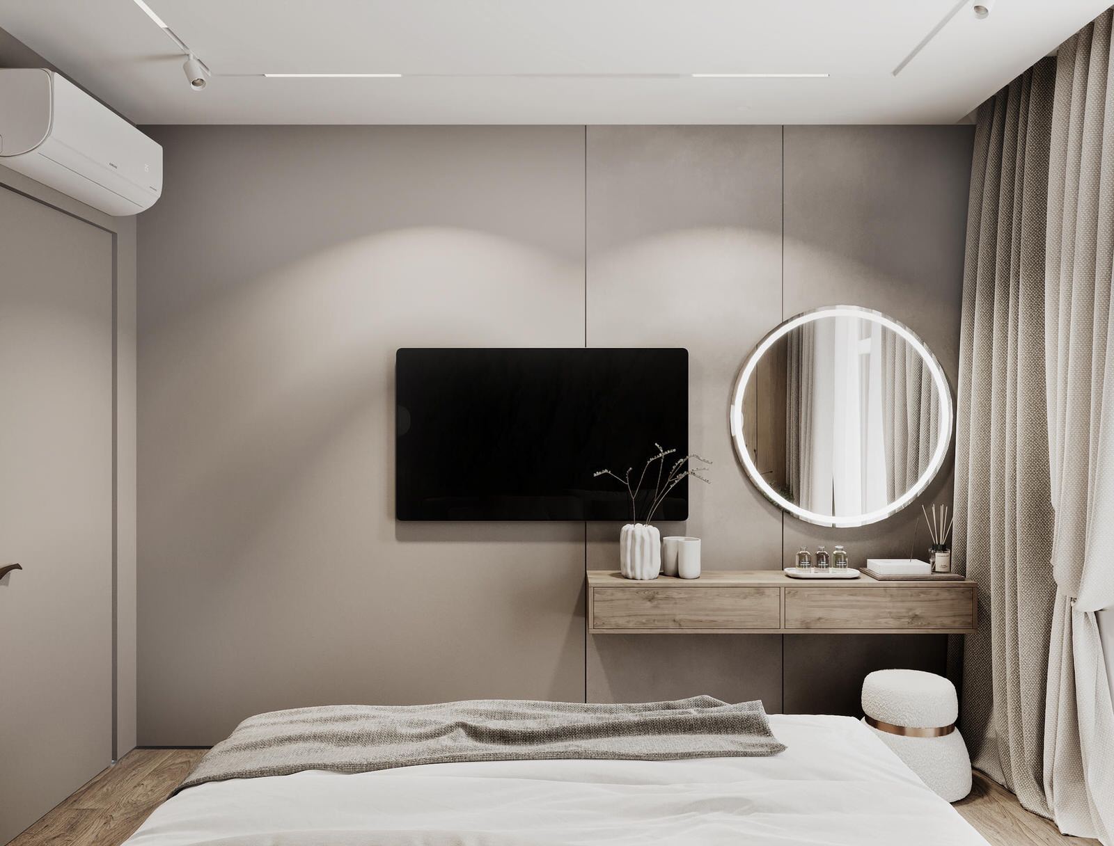 Дизайн интерьера квартиры в стиле джапанди с элементами бохо в ЖК "Квартал Che"