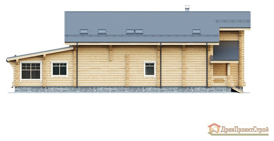 Дом из оцилиндрованных бревен 480,69м². Размеры 17400 х 22900. Проект № 308