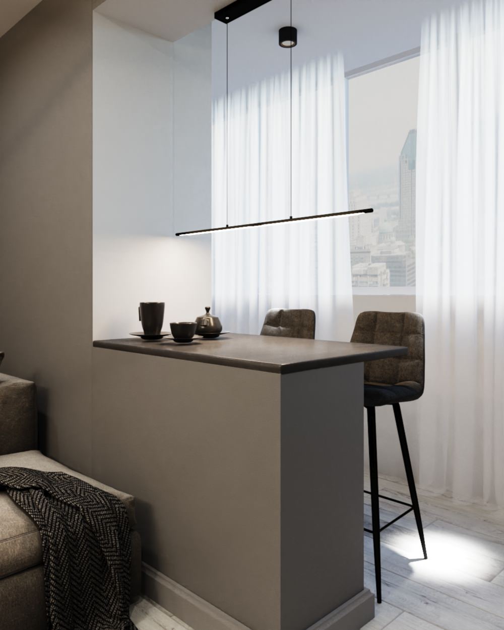 Современная гостиная для молодой пары ЖК Звезда г.Саратов