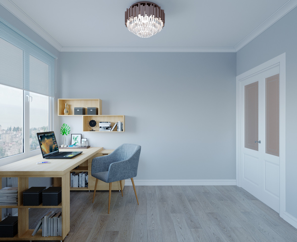 Рабочая зона в интерьере гостиной
