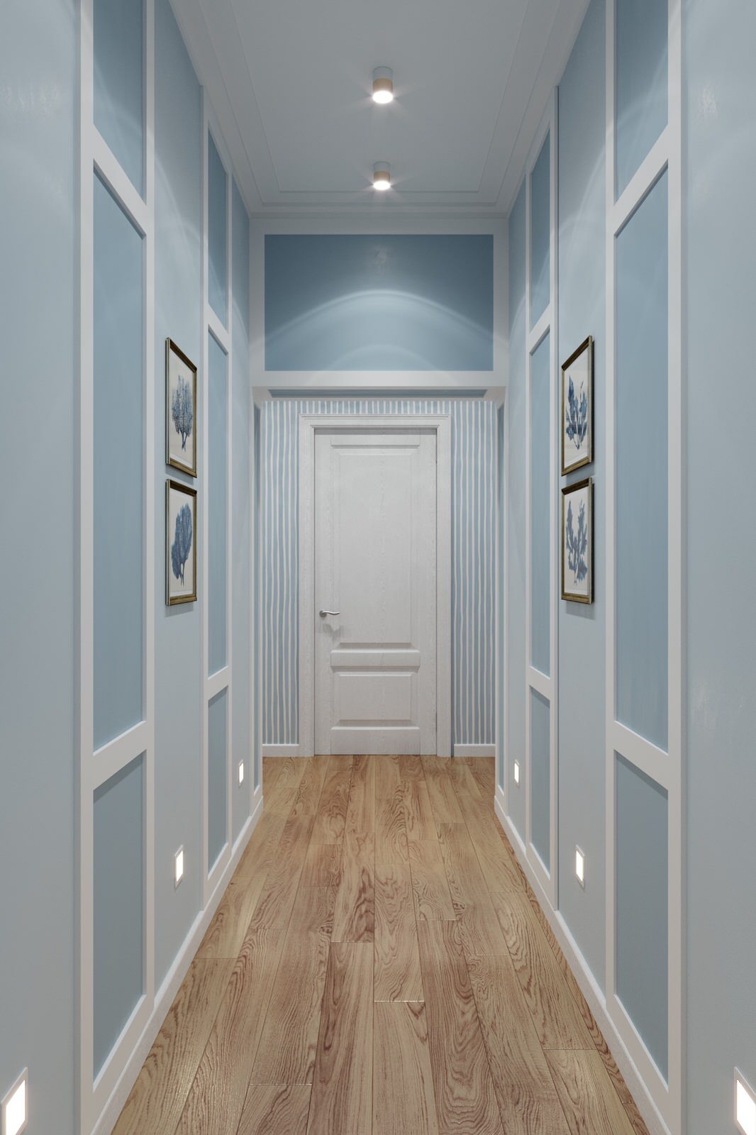 Нежный бело-голубой интерьер