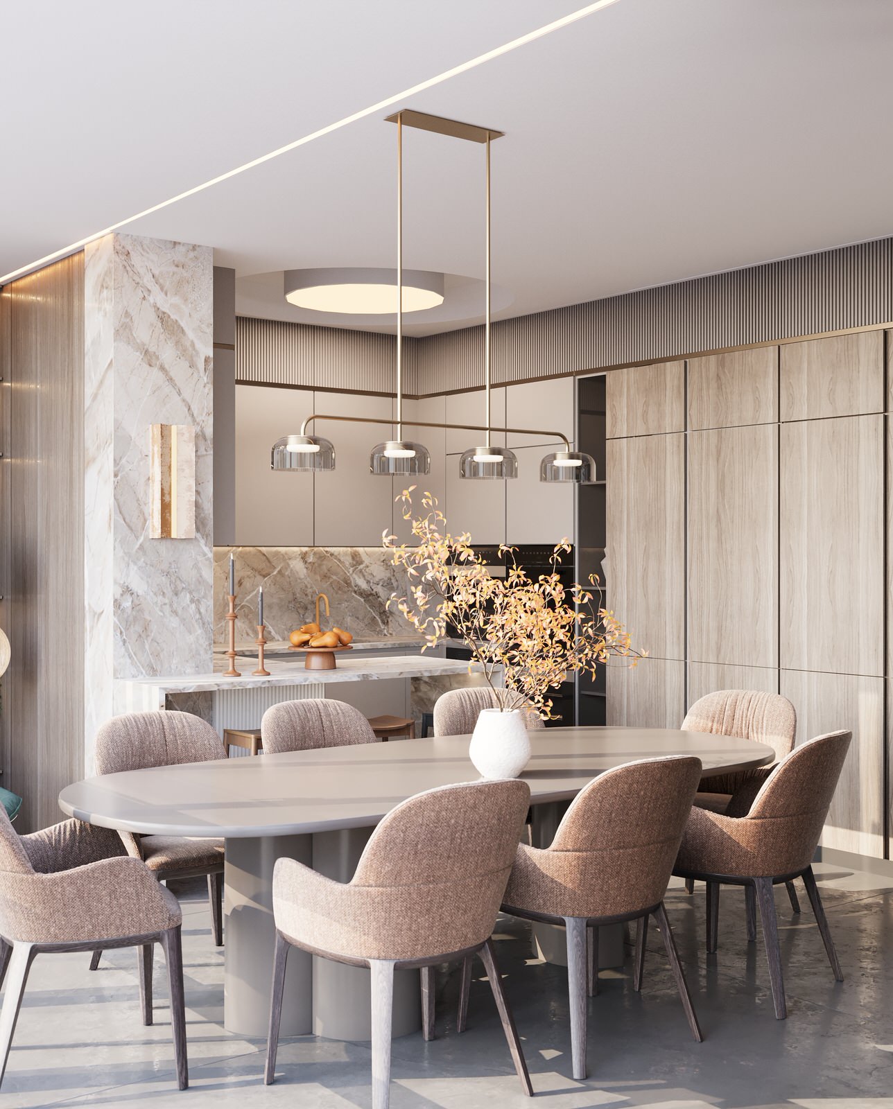 кухня гостинная мрамор