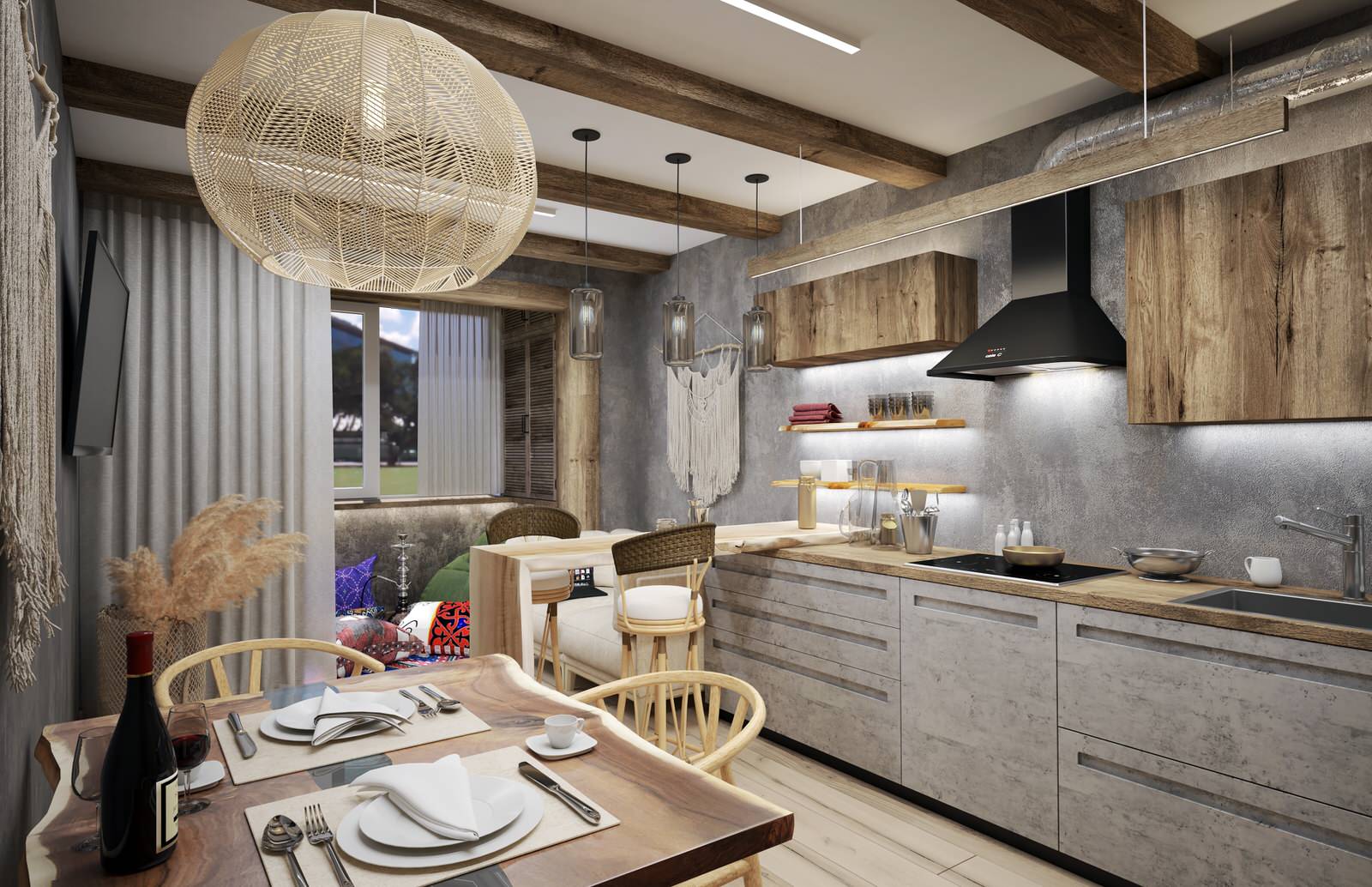 Двухкомнатная квартира. 64 кв.м. в стиле Бохо