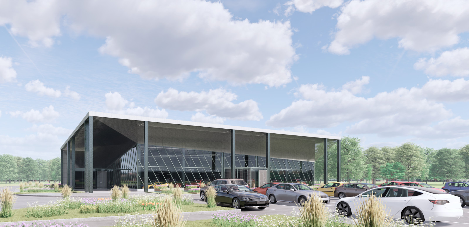 Дизайн интерьера шоу-рума и концепция фасадов для дилерского центра автомобилей