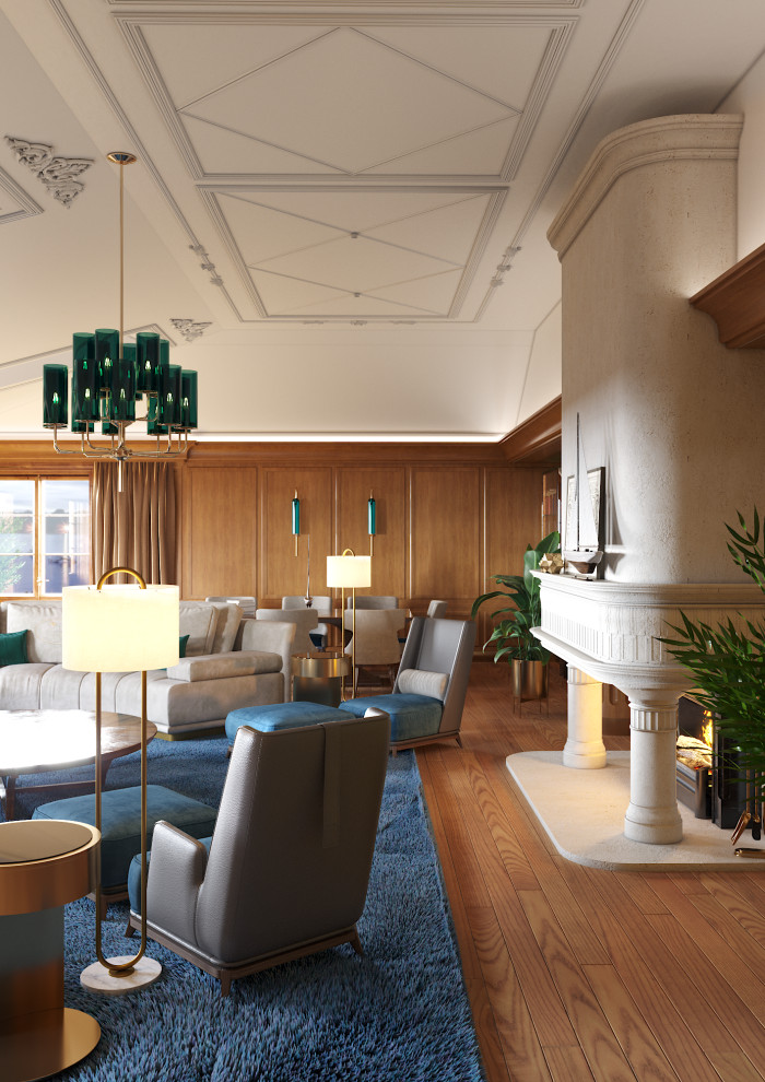 Гостиная вокруг камина