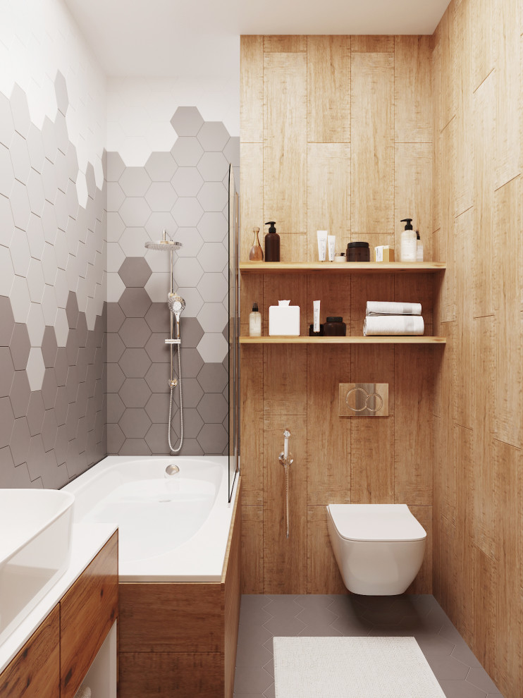 Интерьер квартиры в оранжево-сером