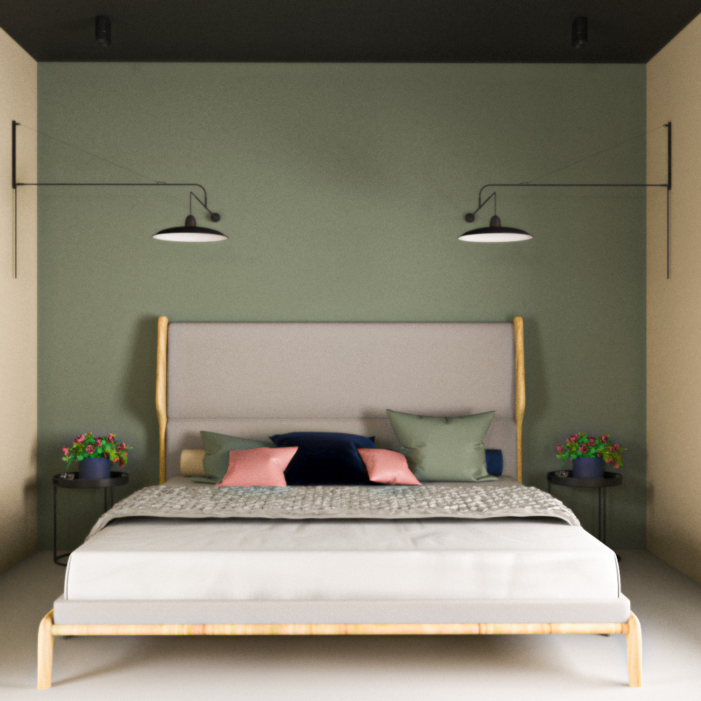 Спальня соединенная с ванной комнатой в частном доме