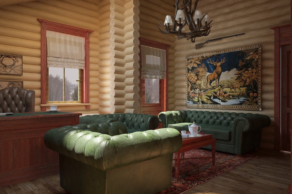 Обложка проекта: Кабинет в бревенчатом доме