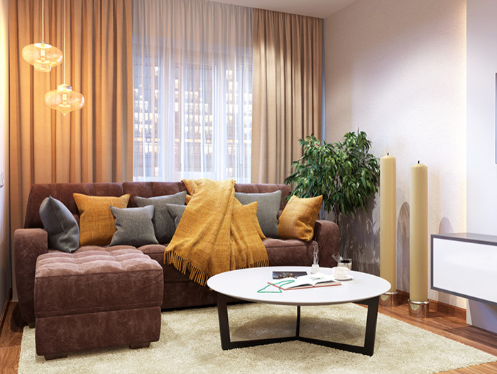 Уютная гостиная с каминной зоной г. Сургут