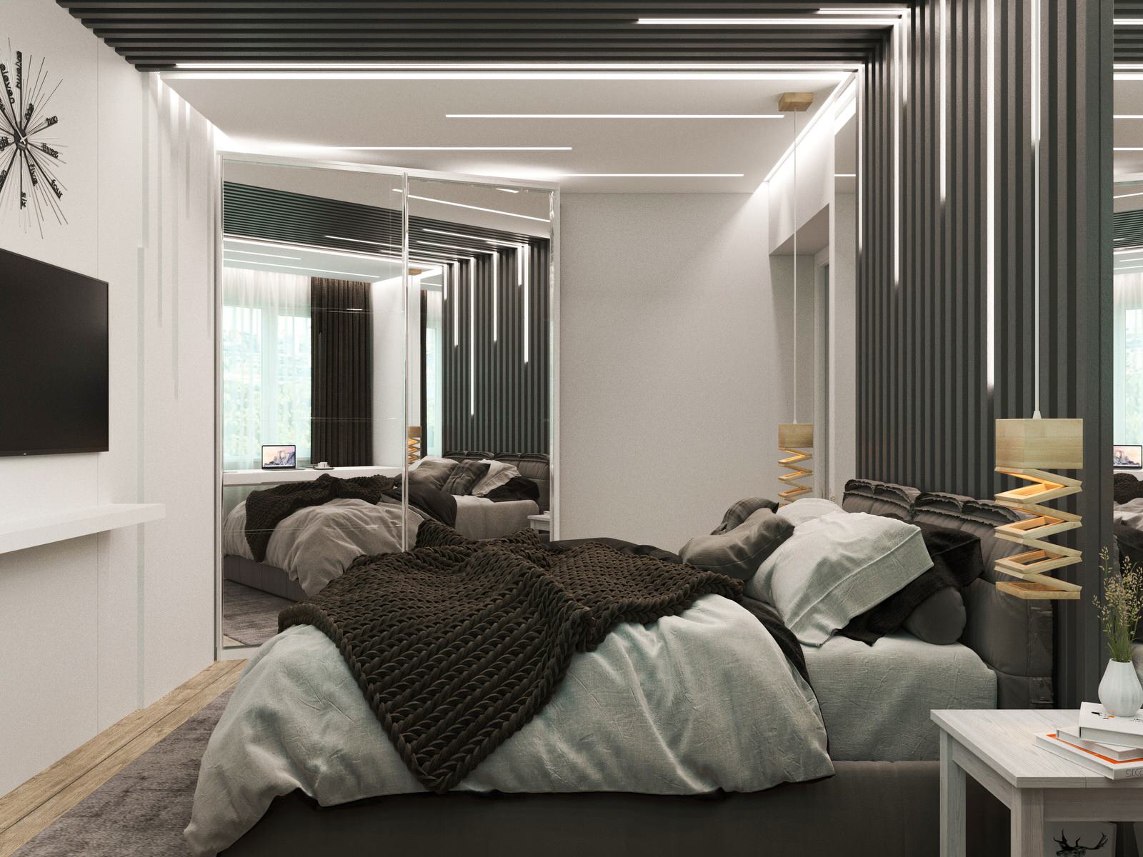 Дизайн спальни с необычным освещением