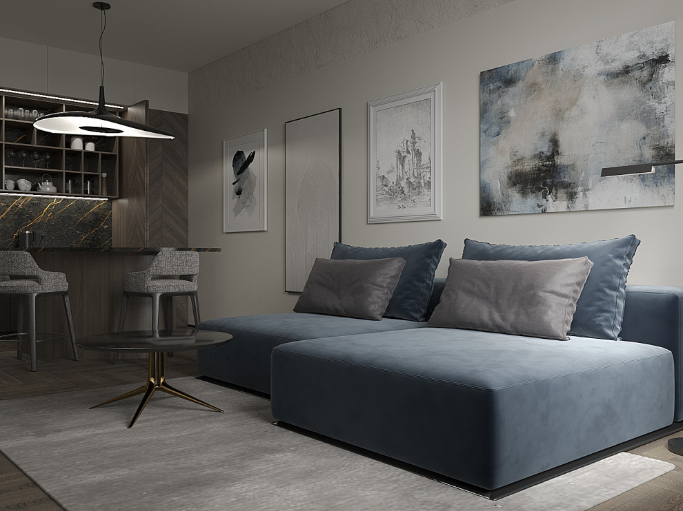 Квартира-студия в холодных тонах