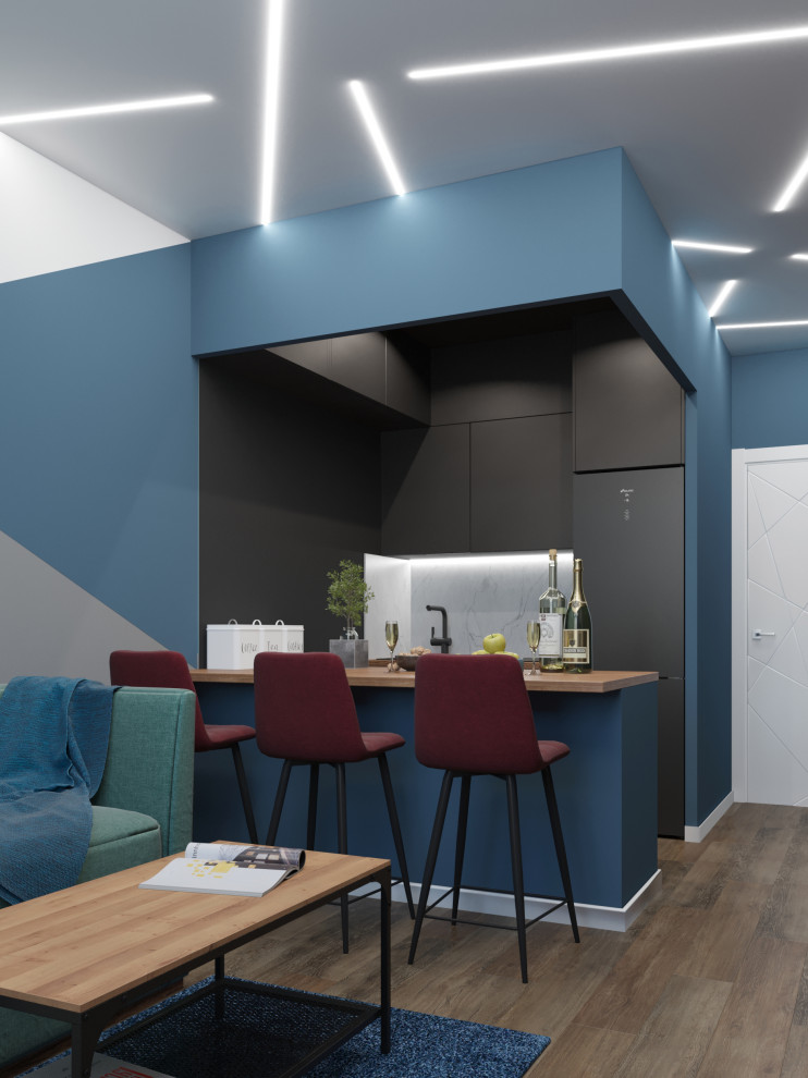 Дизайн кухни-гостиной и спальни