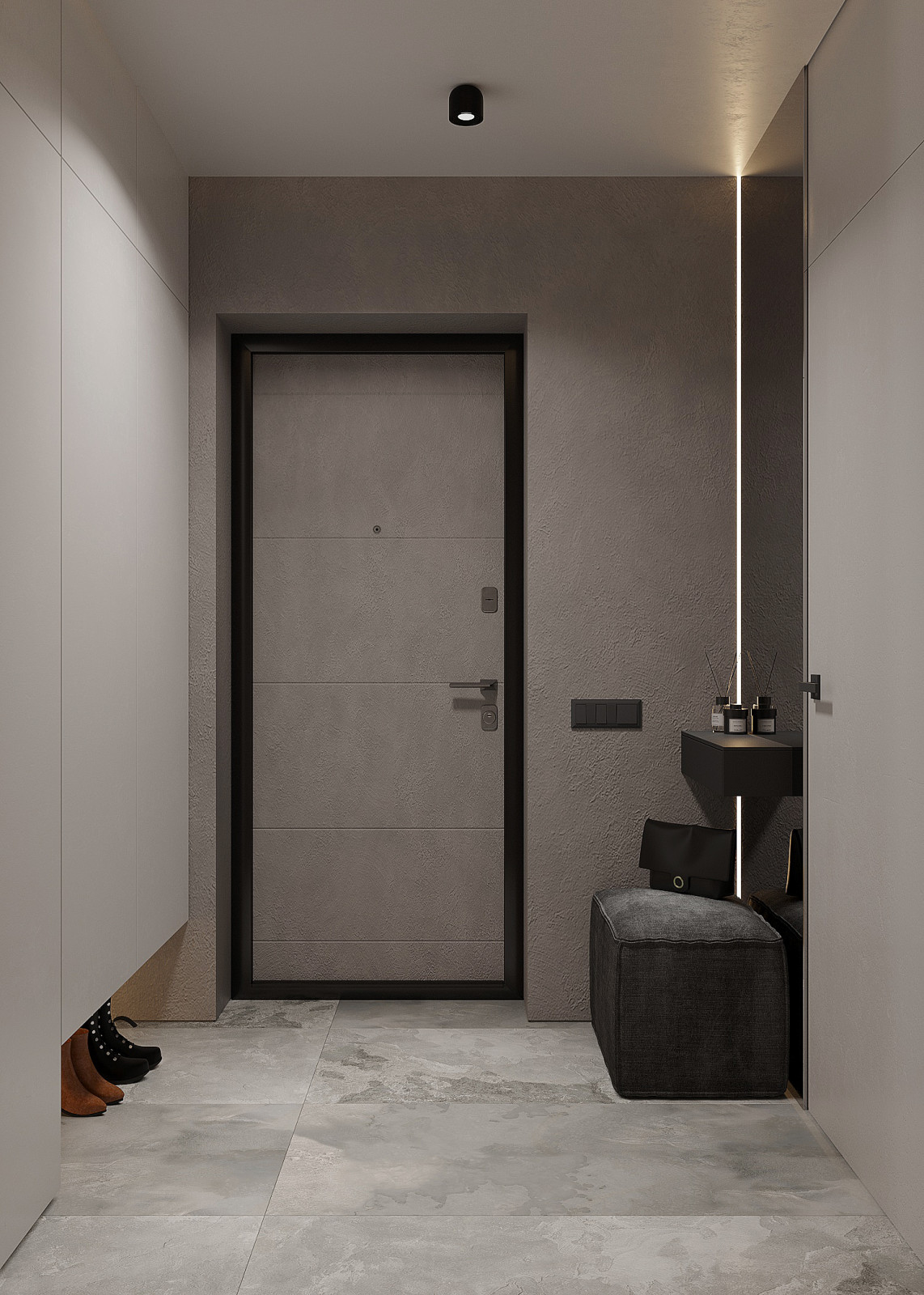 Минималистичная квартира с тёмной спальней