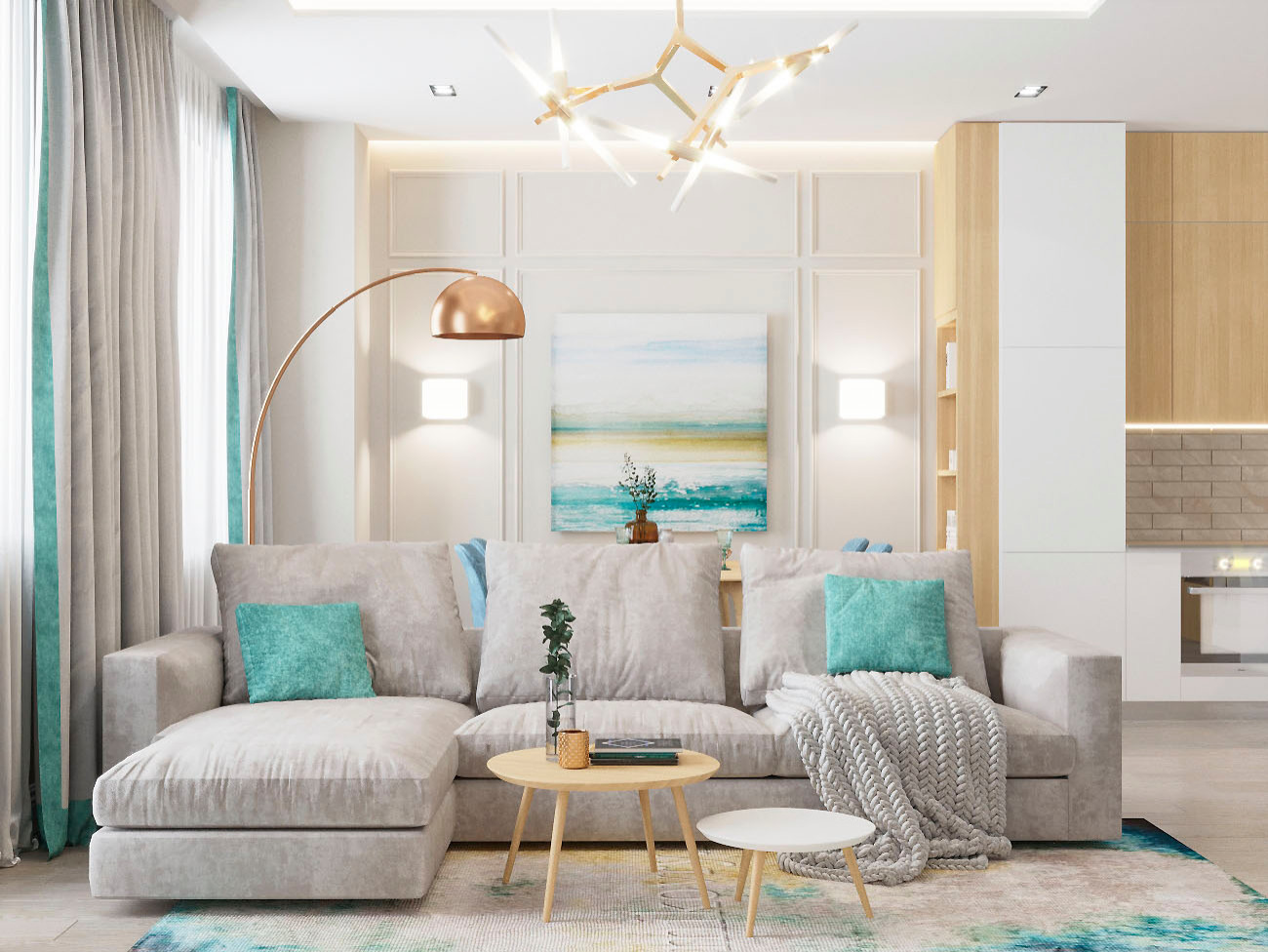 Светлый современный дизайн квартиры для молодой семьи