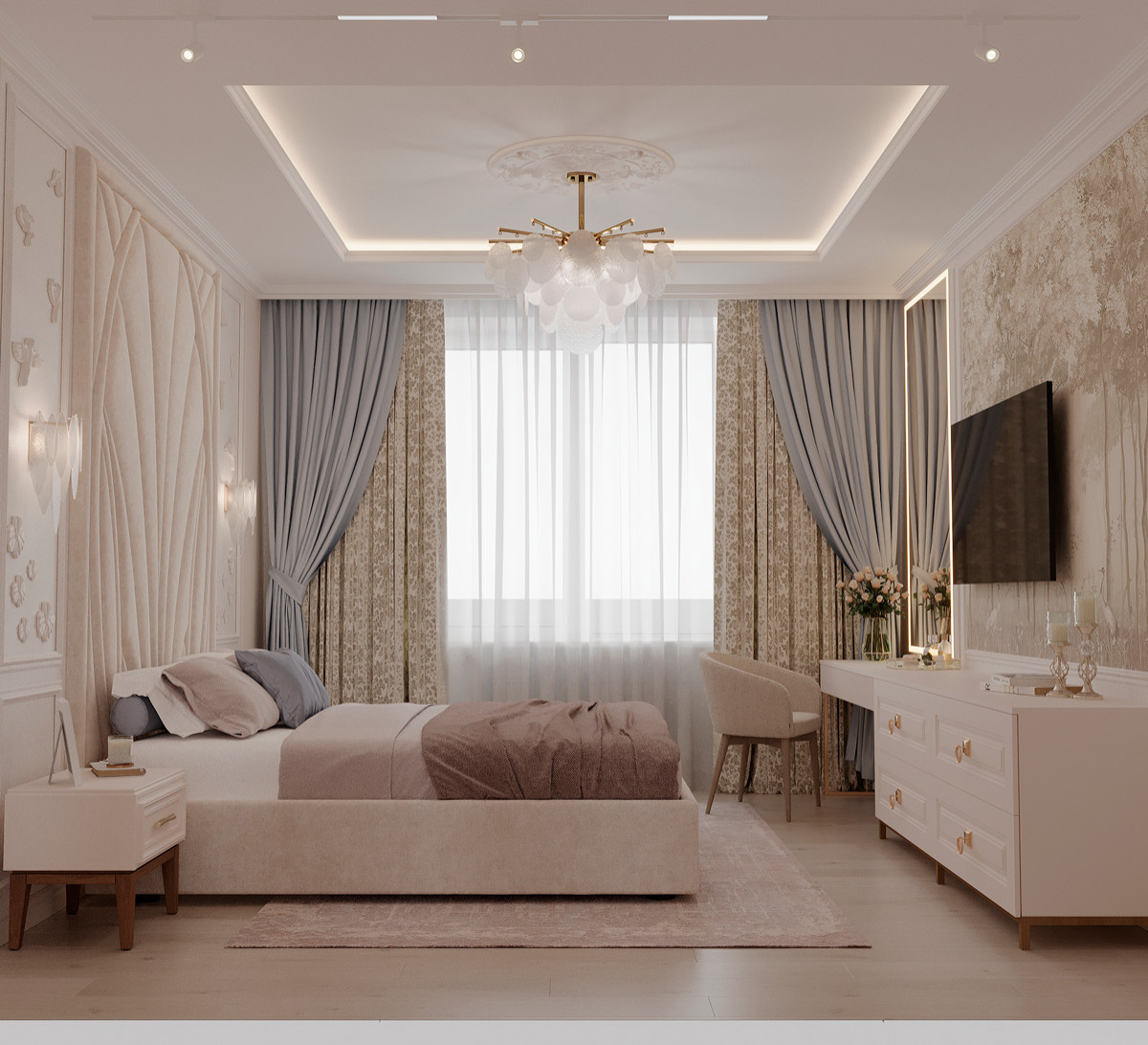 Трехкомнатная квартира площадью 120 м² в классическом стиле