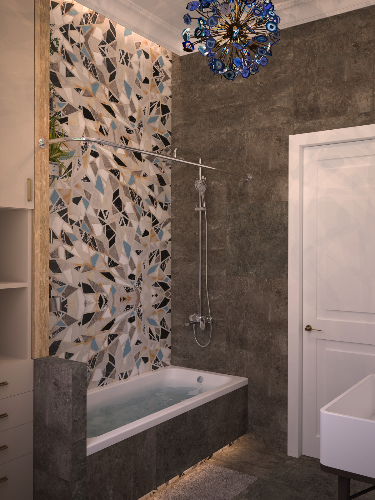 Сан. узел с окном в загородном доме