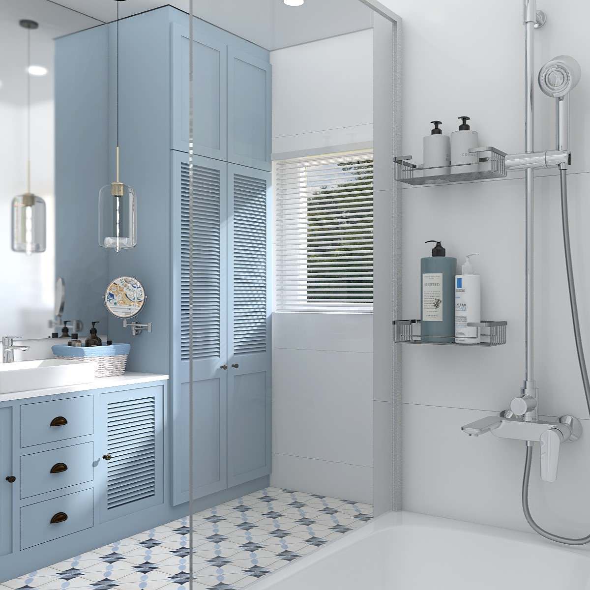 Ванная комната с нотками средиземноморского побережья