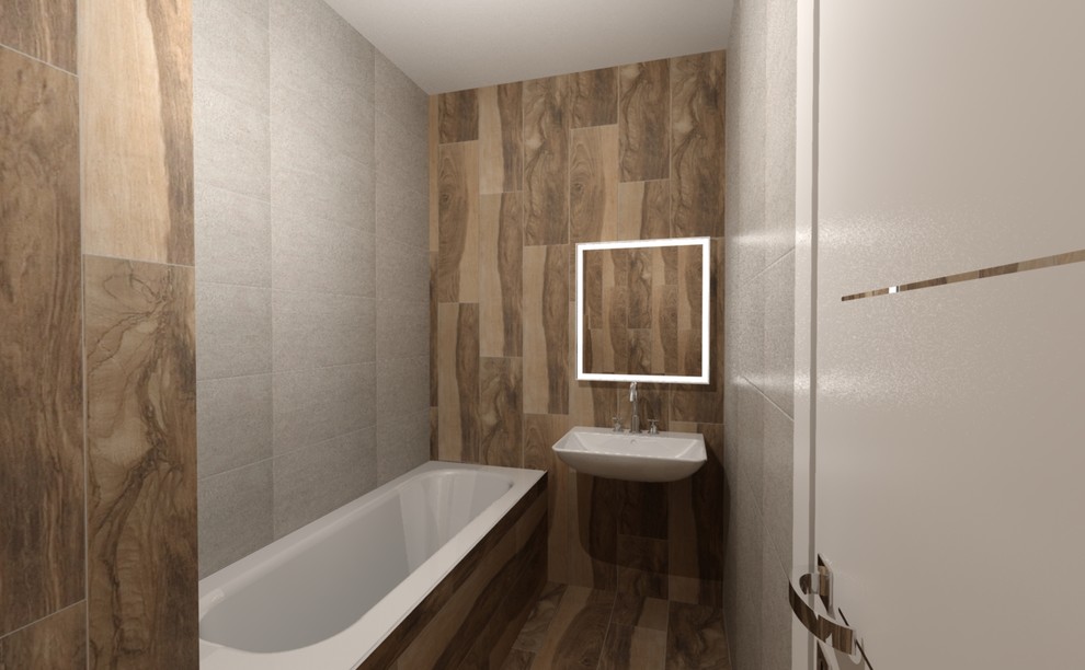 #Ванная комната#Керамогранит под доску