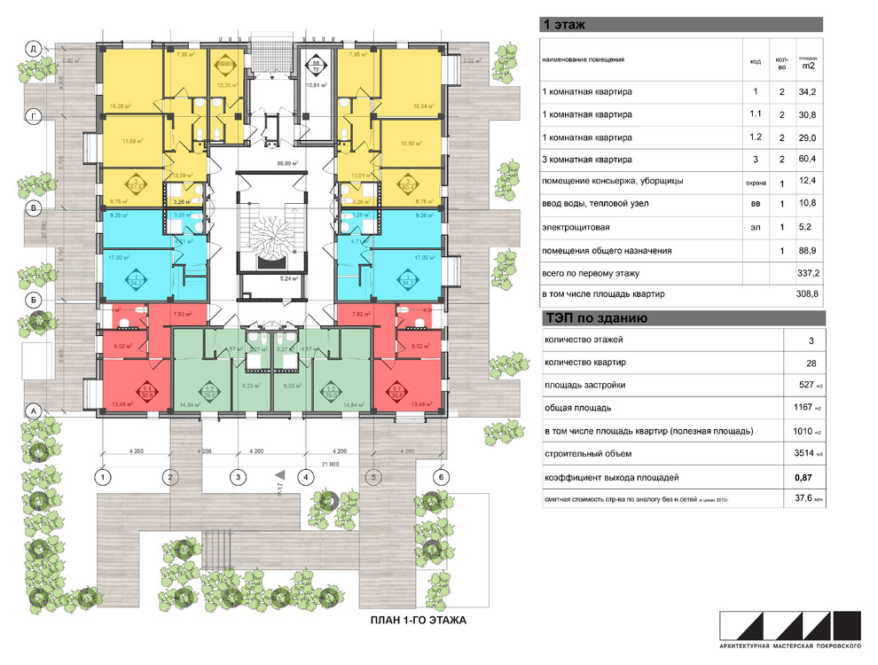 Малобюджетный трехэтажный многоквартирный дом