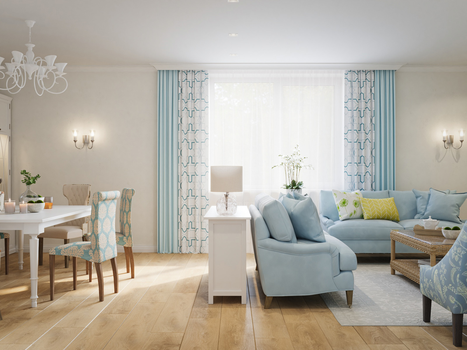 Коттедж. Птицы в доме. Гостиная