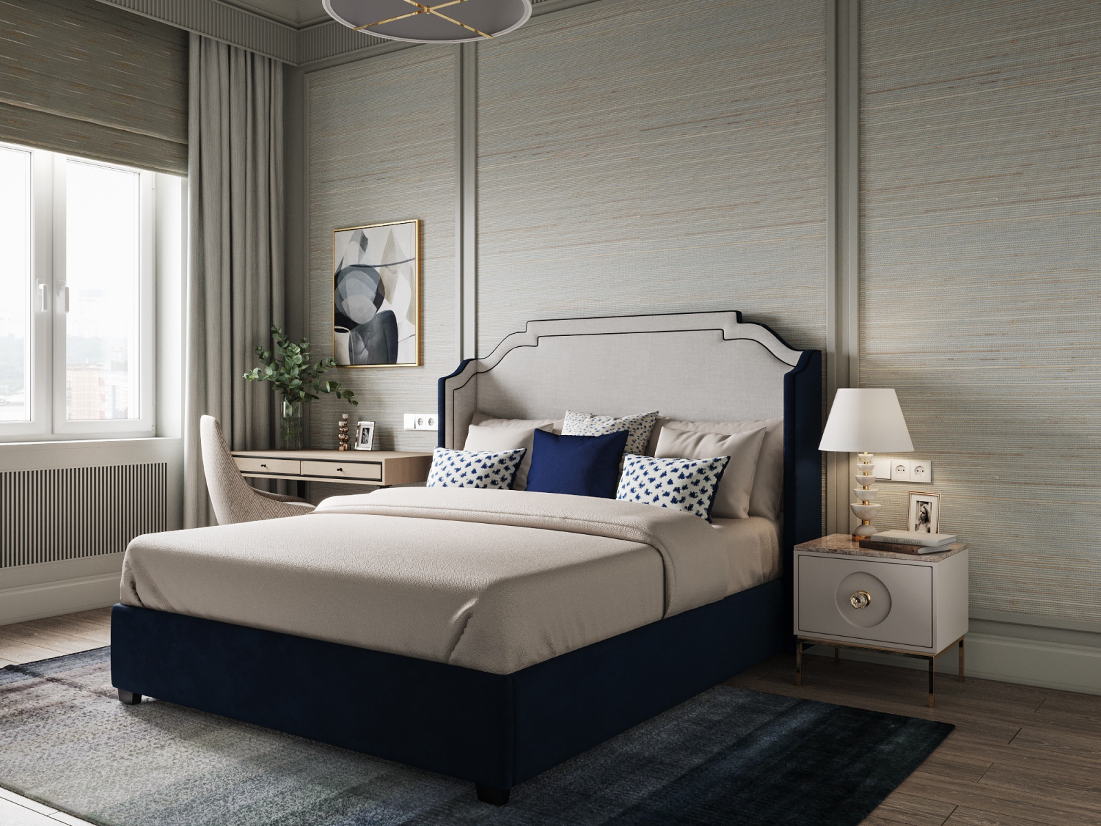 Спальня с римской шторой