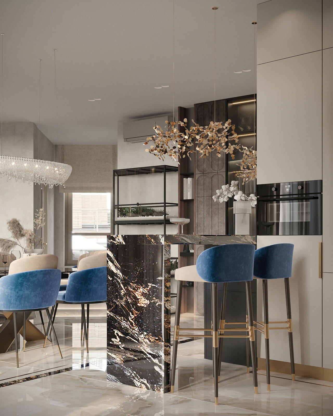 Роскошный дизайн квартиры в стиле современная классика в ЖК "Квартал Лахта парк"