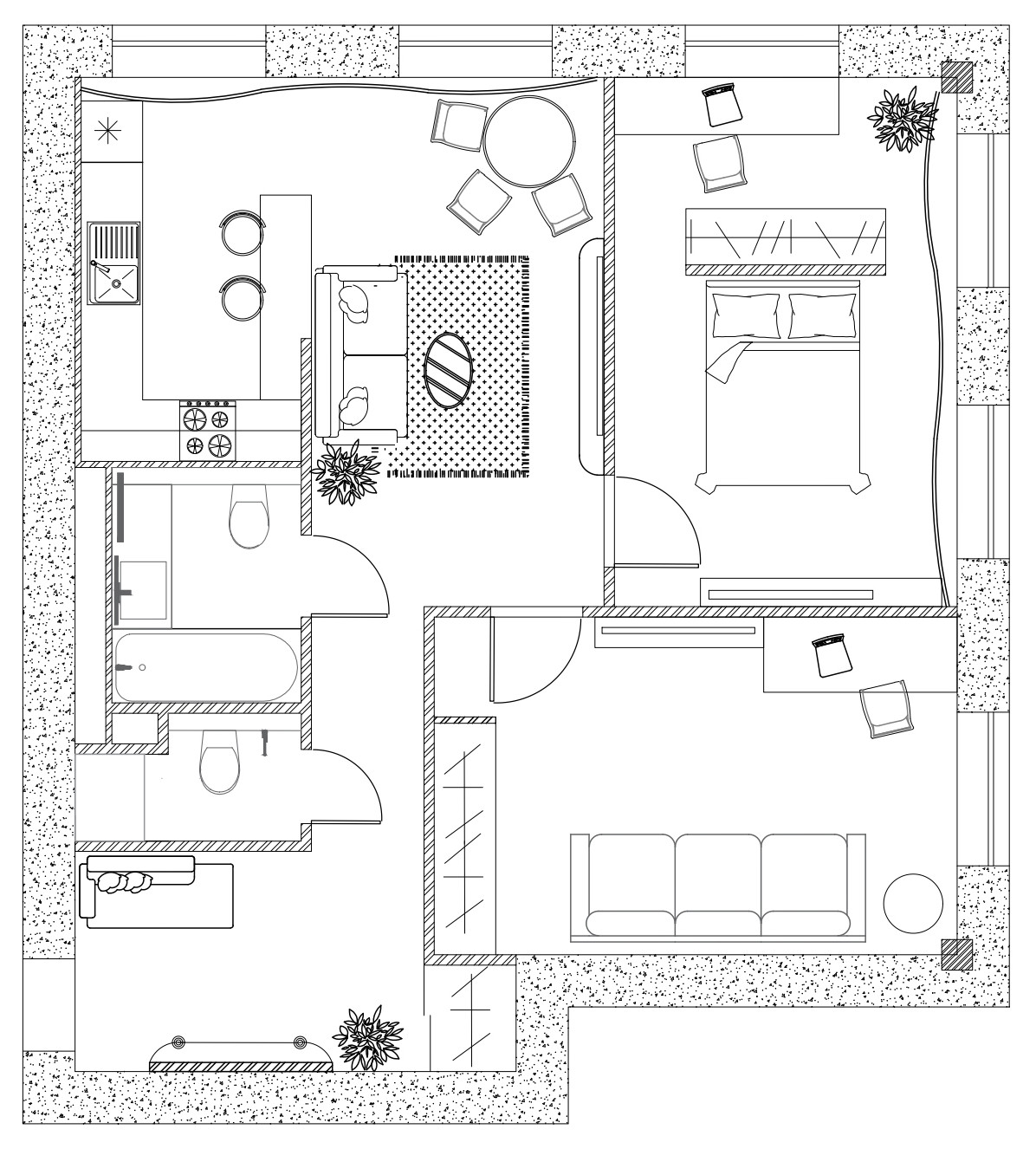Поиск планировки: «Евротрешка» 75 кв.м под сдачу