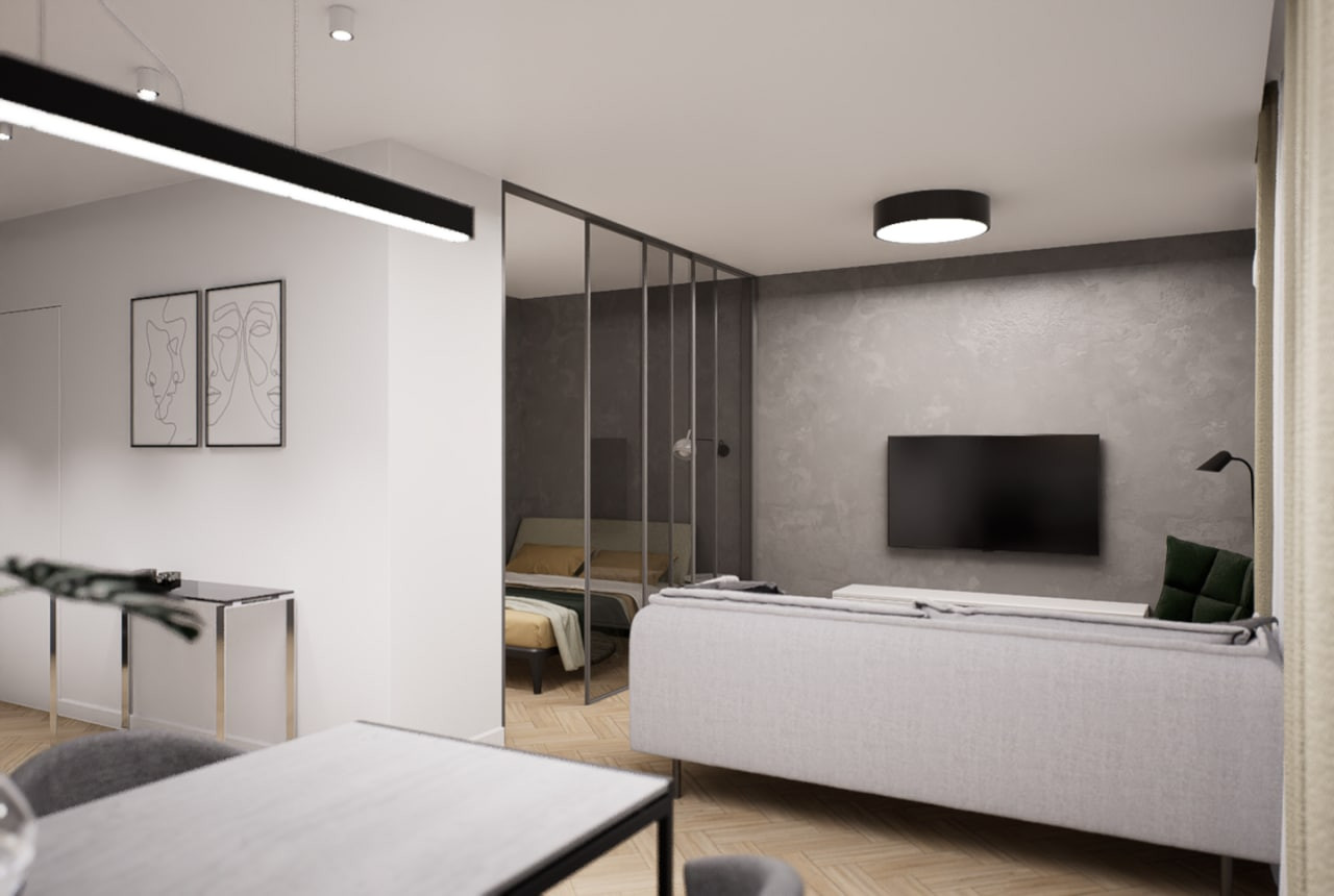 Проект интерьера квартиры со спальней-нишей