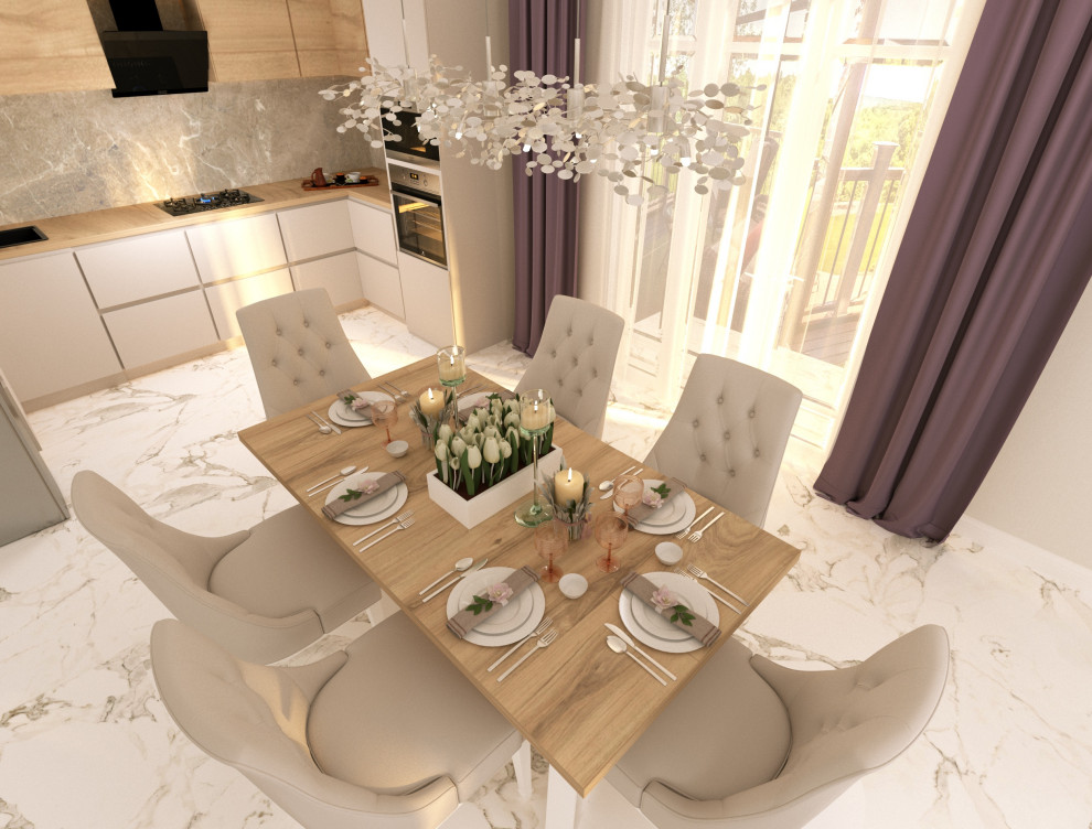 Интерьер коттеджа. Кухонная зона