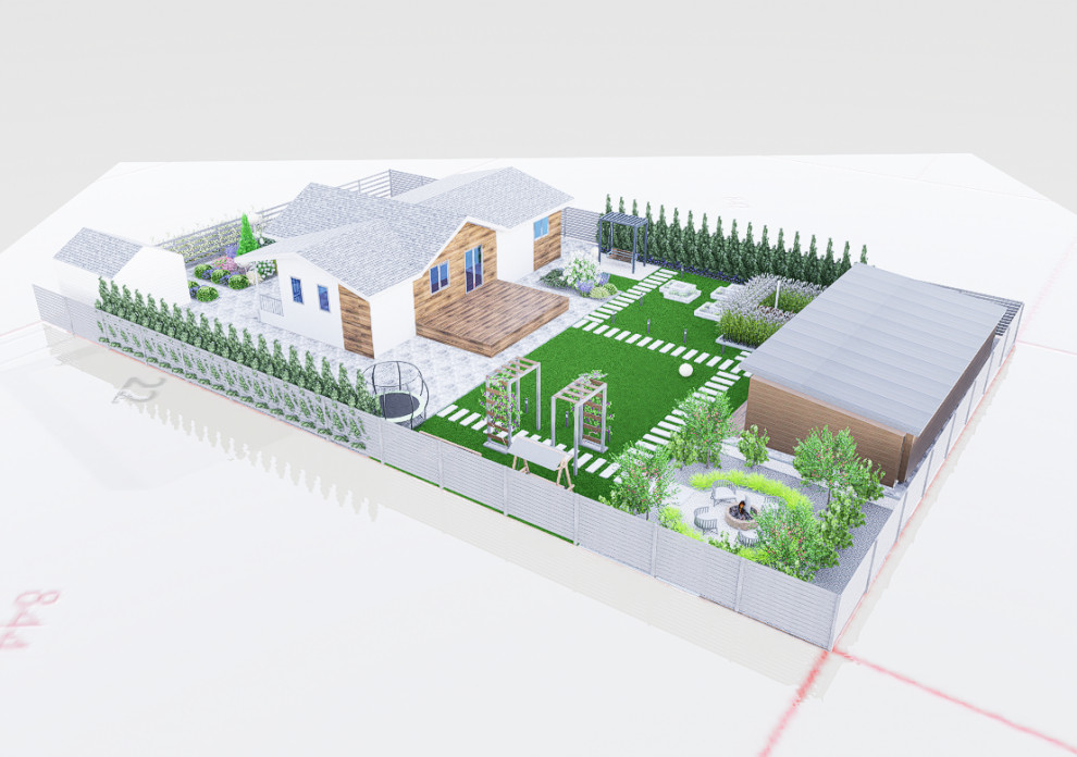 Дизайн участка 6 соток в современном стиле