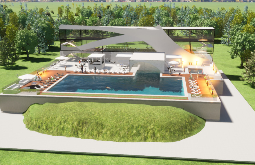 Дизайн проект павильона открытого бассейна