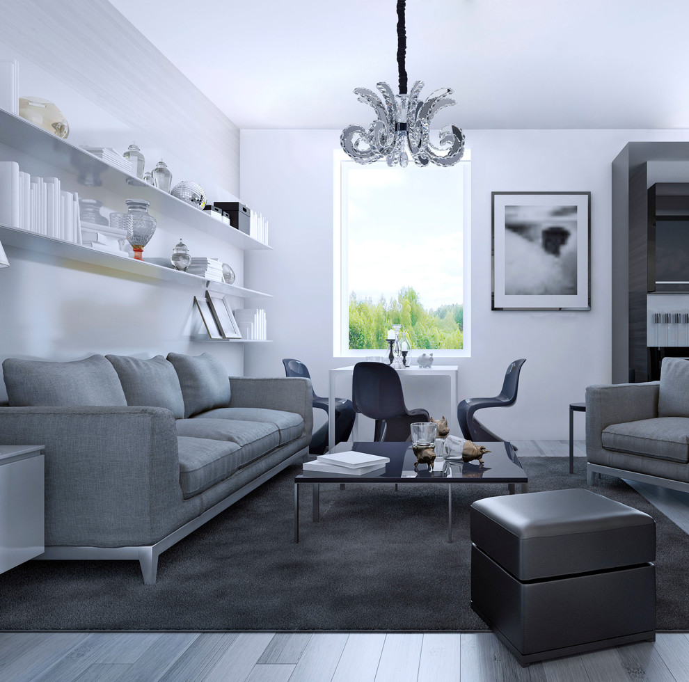 Оригинальная люстра в гостиной в стиле фьюжн