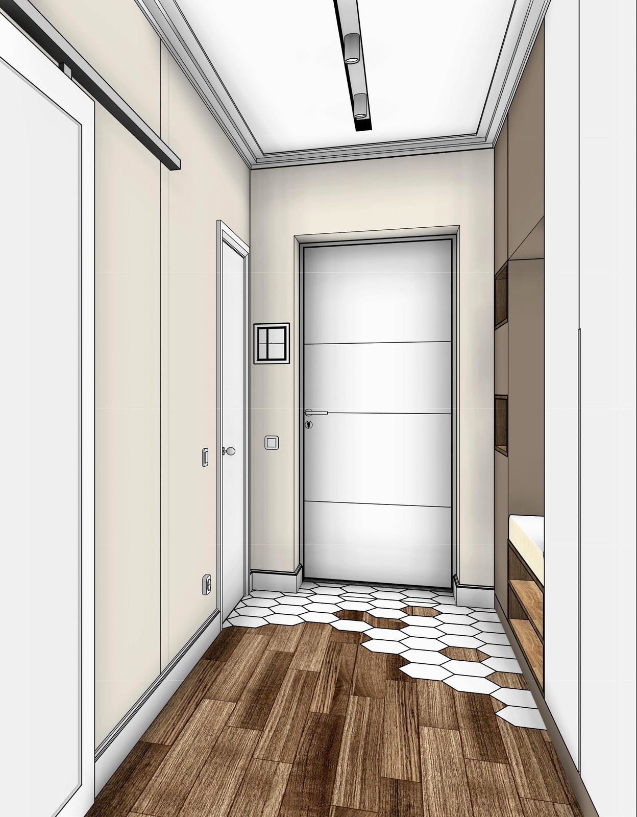 Квартира в новостройке для молодой семьи (графичная подача проекта)