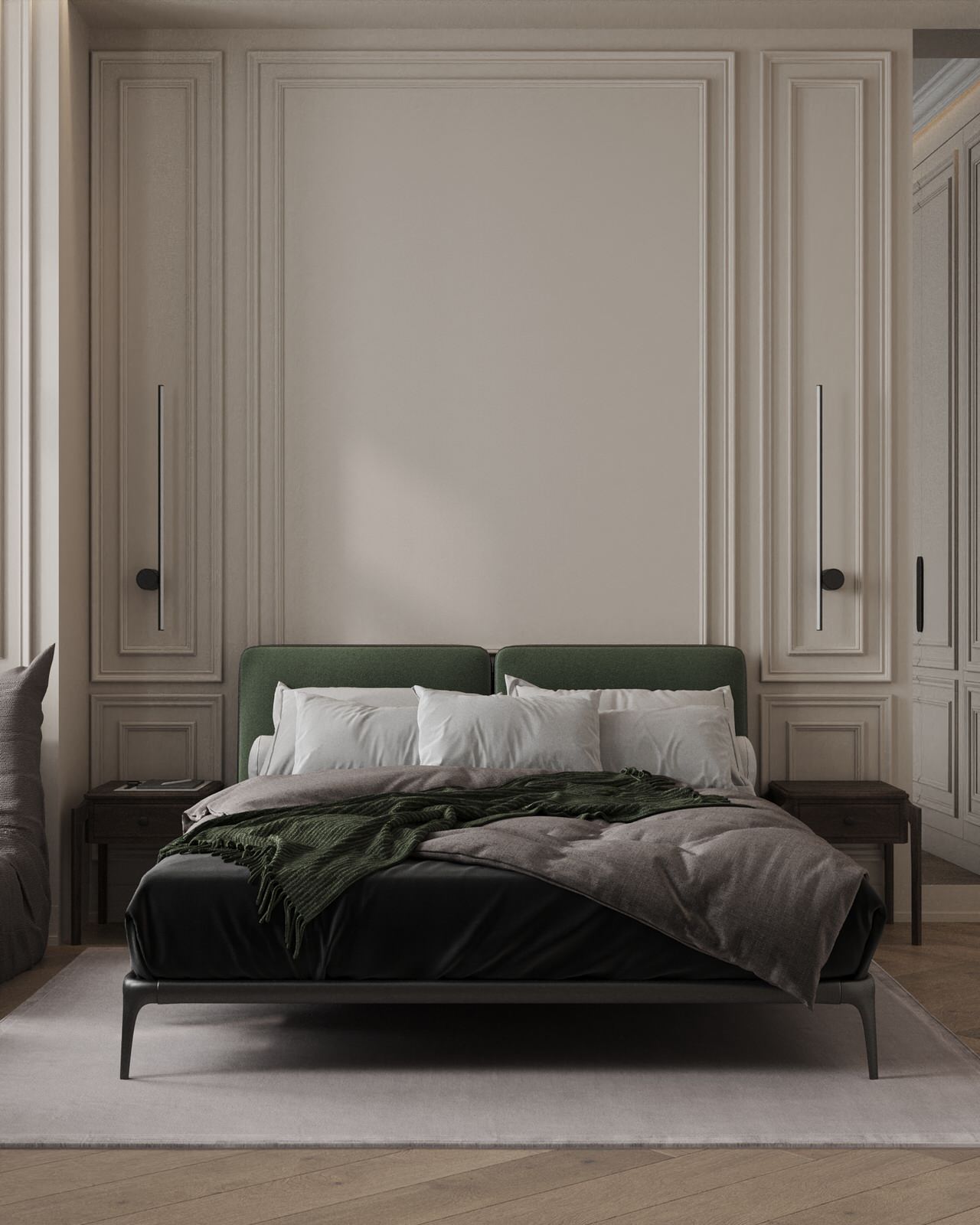 Спальня в зеленых тонах