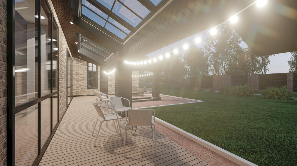 Жилой дом с мансардой, пристроенным банным комплексом и гаражным комплексом