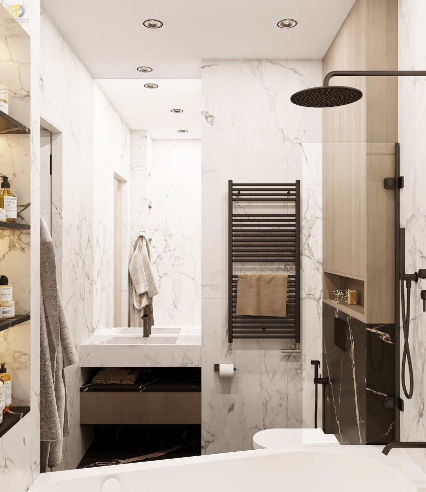 Дизайн-проект 2х-комнатной квартиры в темных тонах в минимализме