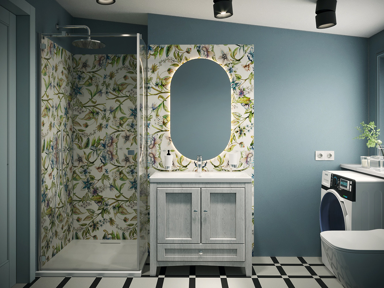 Санузел в голубых тонах