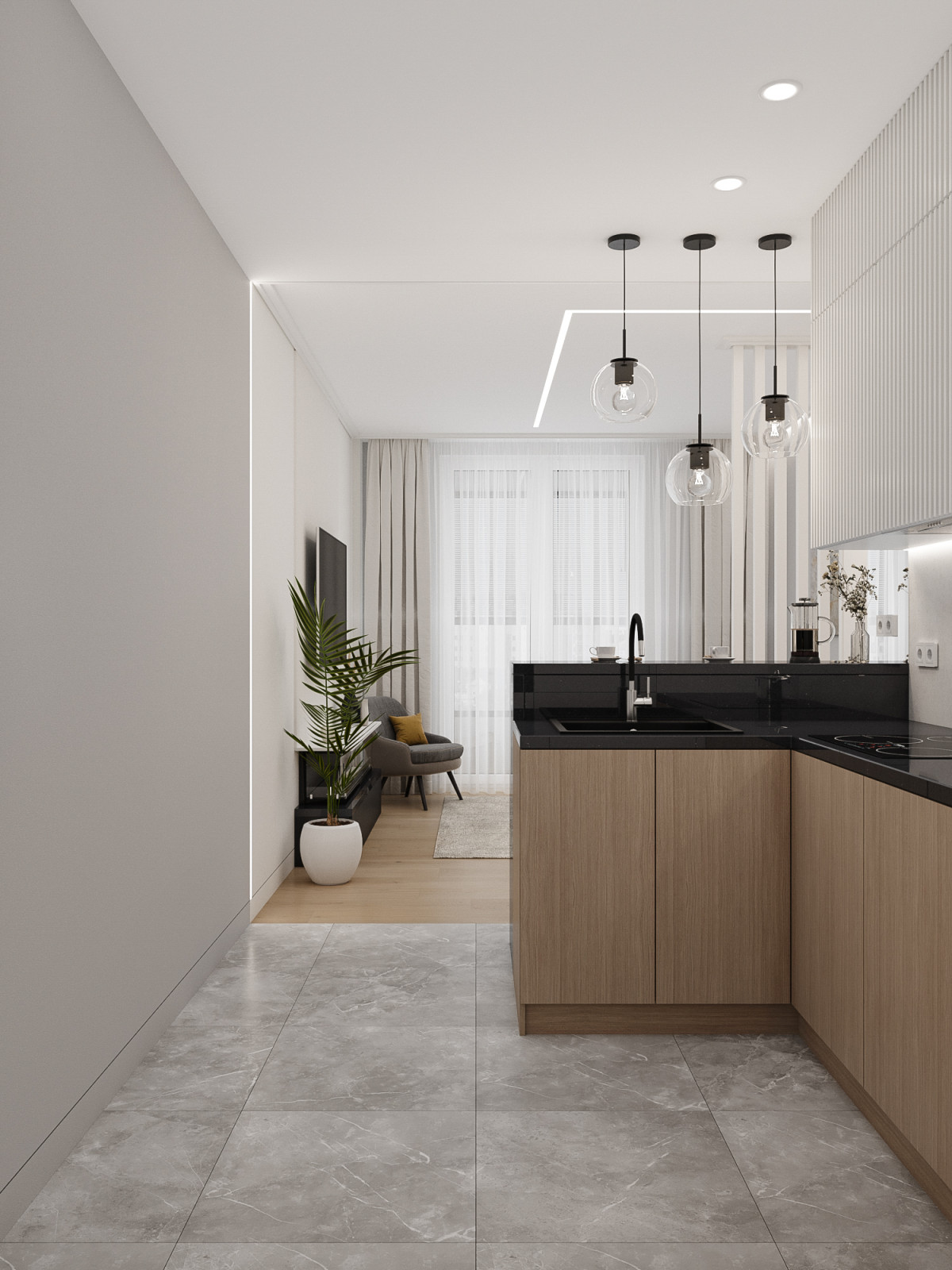 Интерьер квартиры-студии в ЖК Первый квартал