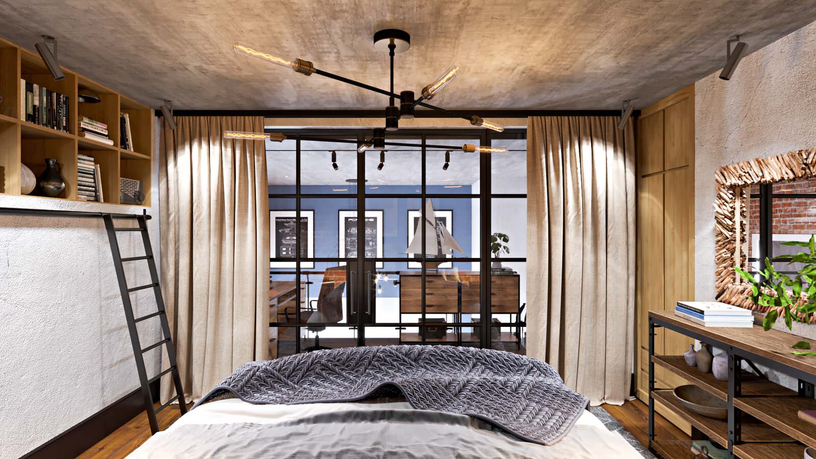 Спальня, антресольный этаж