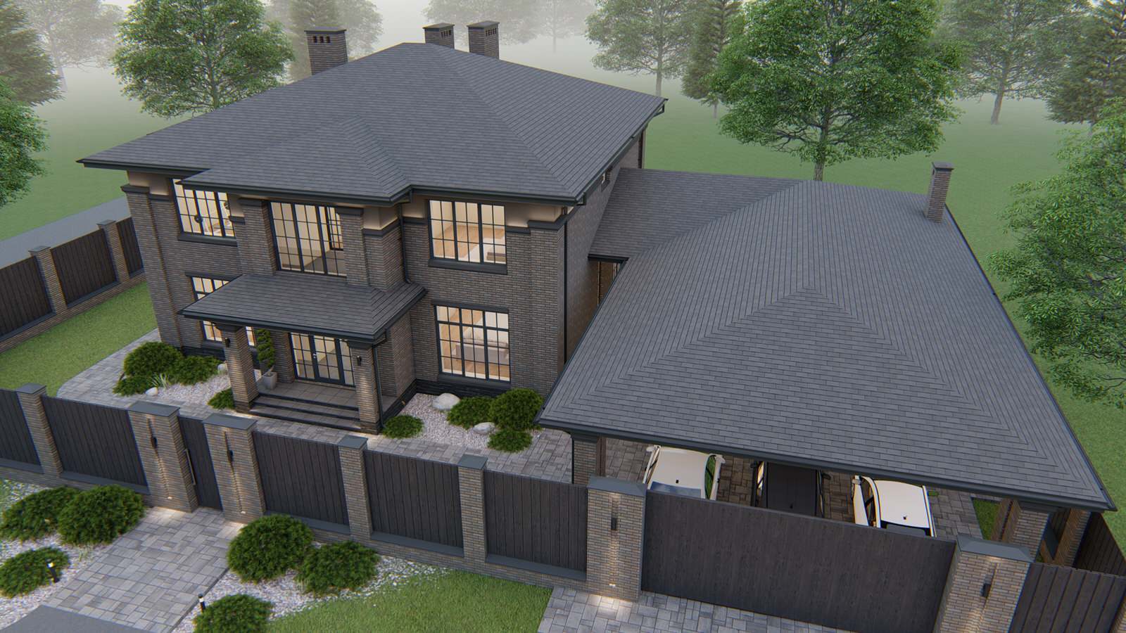 Обложка проекта: Двухэтажный дом в стиле райта